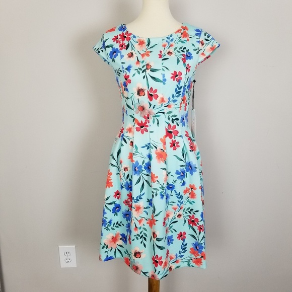 Calvin Klein Dresses & Skirts - Calvin Klein Fit Flare Green Floral Prints Dress